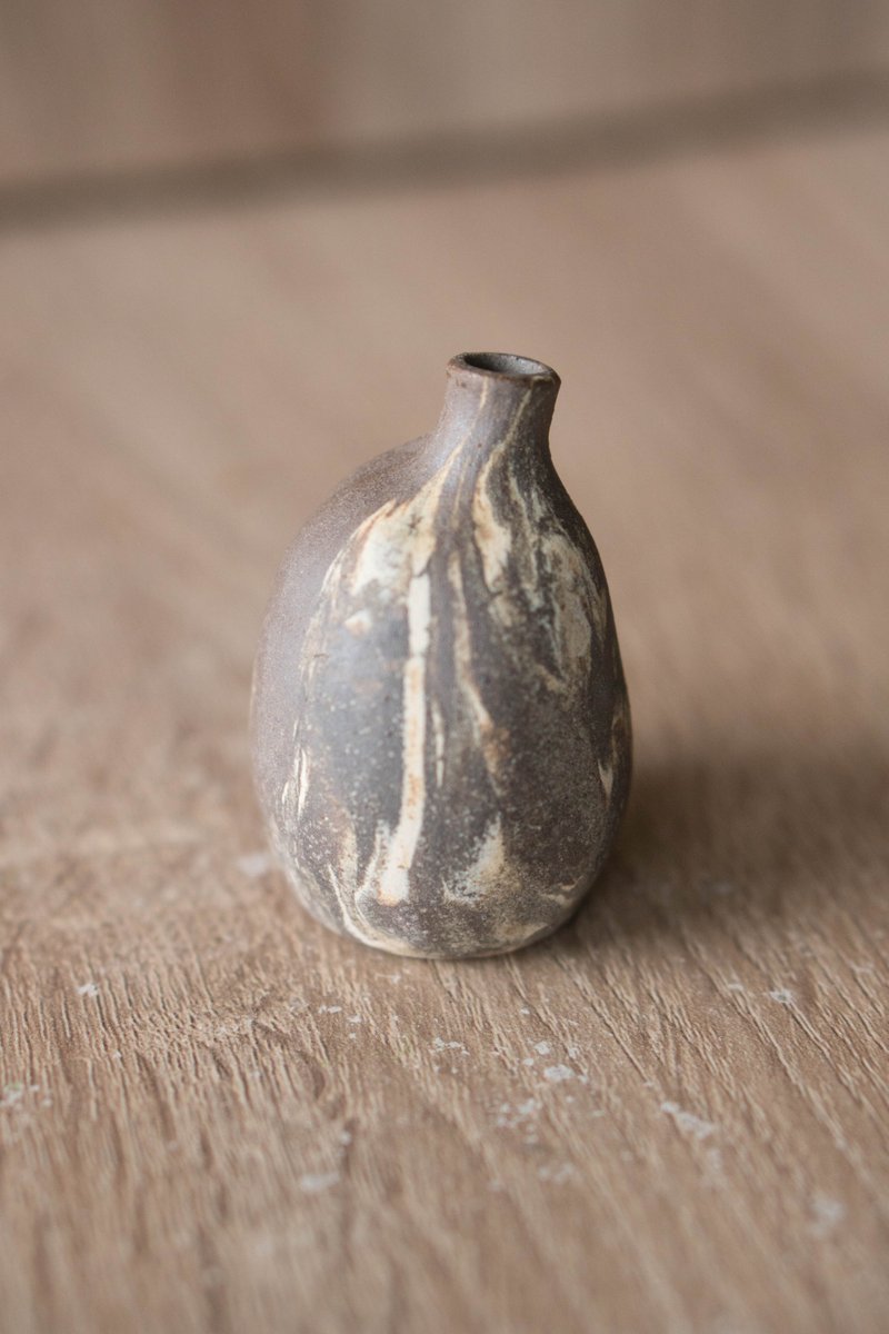 岩石纹小陶瓶 - 花瓶/陶器 - 陶 咖啡色