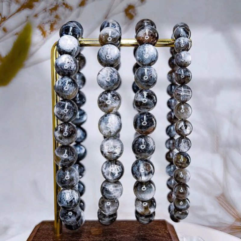 【日月同辉】黑骨干太阳石/灰月光石手链 - 手链/手环 - 水晶 灰色