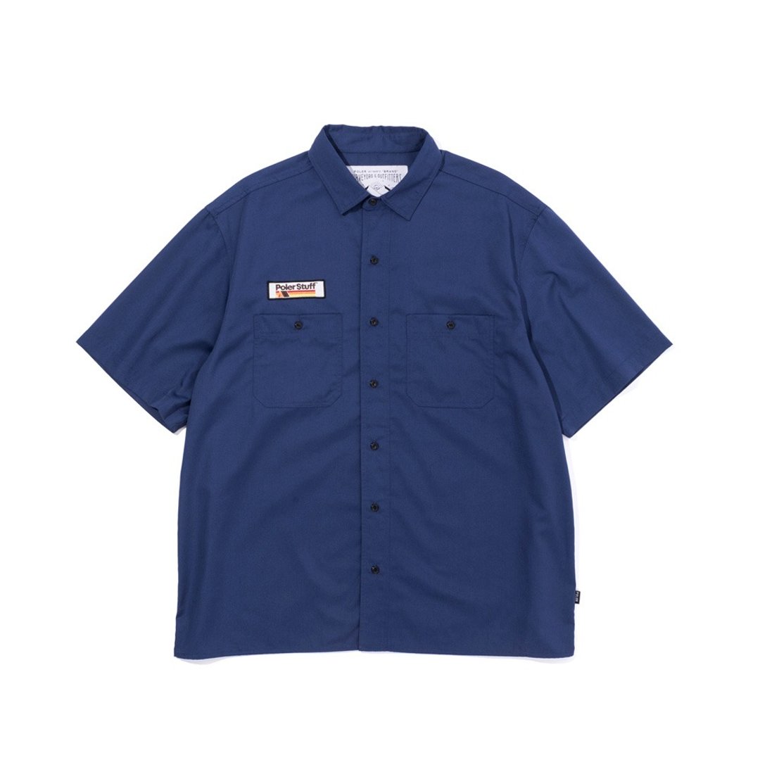 日本限定 POLER RELAX WORK SHIRT EMB 电绣工装衬衫  / 海军蓝 - 男装衬衫 - 聚酯纤维 蓝色