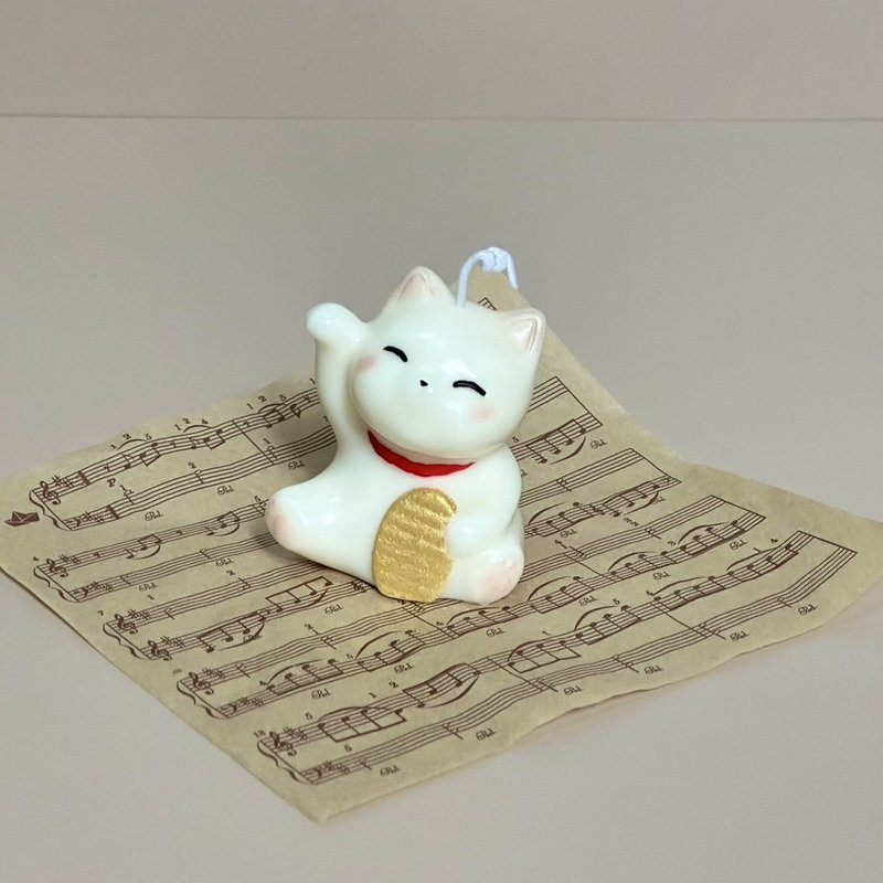 FLOW AROMA 心流香薰 | 新年礼物 | 招财猫 | 香氛蜡烛 附垫纸 - 蜡烛/烛台 - 蜡 白色