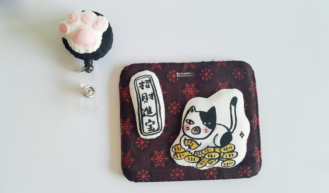 mini熊 手作 喵 喵 卡套/证件套组 +伸缩拉环 ( 钢丝线 ) 独家款 - 证件套/卡套 - 棉 