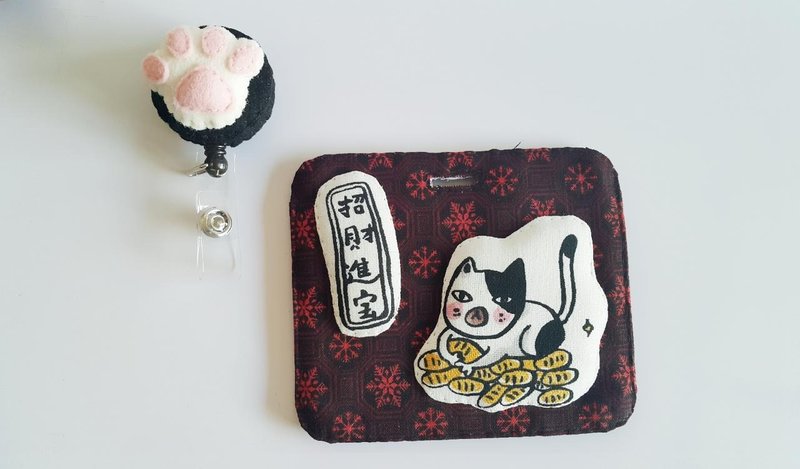 mini熊 手作 喵 喵 卡套/证件套组 +伸缩拉环 ( 钢丝线 ) 独家款 - 证件套/卡套 - 棉．麻 