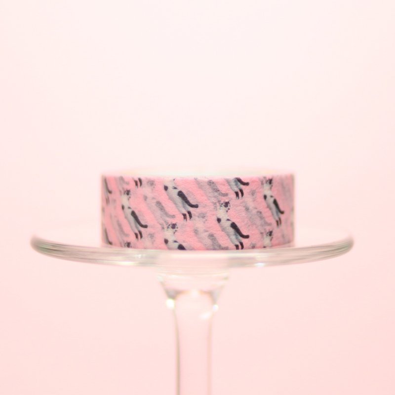 粉红萌萌啾乳牛猫-纸胶带 - 纸胶带 - 纸 粉红色