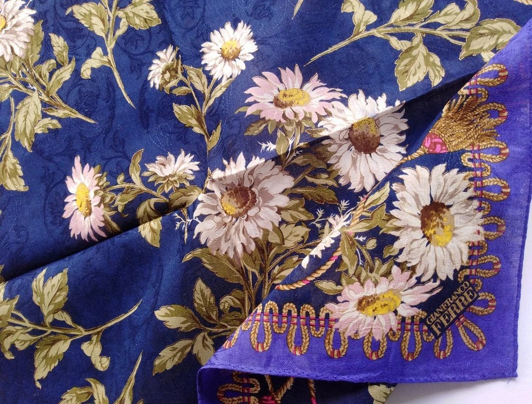 Gianfranco Ferre Vintage Handkerchief Woven Cotton 18.5 x 18.5 Gift - 手帕/方巾 - 棉 紫色