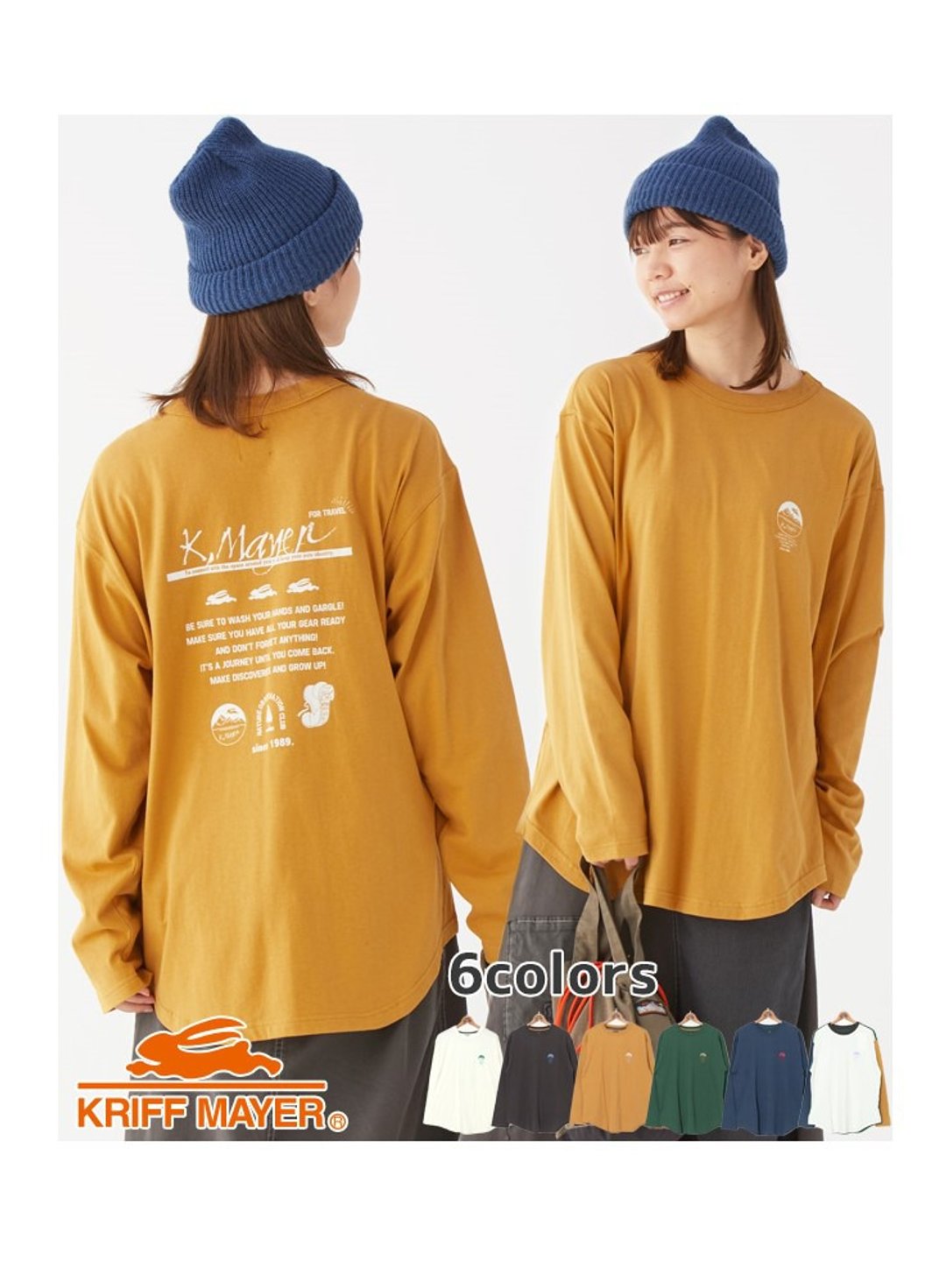 日本 KRIFF MAYER 正规贩売代理店 品牌标志长袖上衣 女休闲服饰 - 女装 T 恤 - 棉 