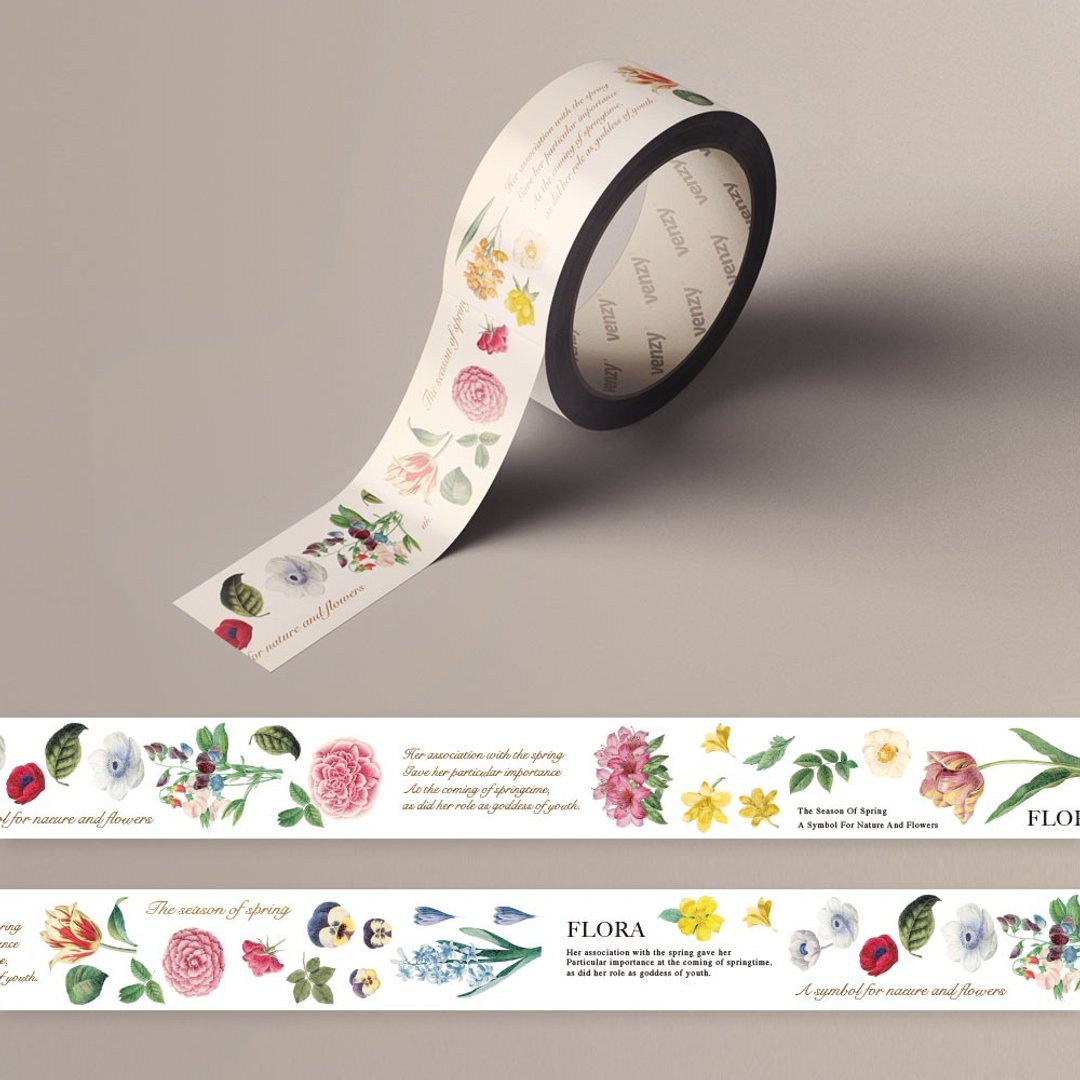 手帐纸胶带 春日花神的乐歌 复古花朵 Masking Tape 送礼包装 - 纸胶带 - 纸 粉红色