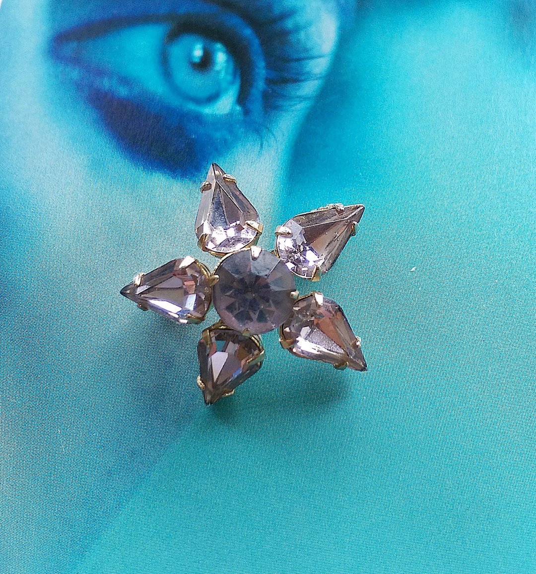 Vintage Jewelry 西洋古董饰品 小巧 星星 烟熏紫 别针 - 徽章/别针 - 其他金属 金色