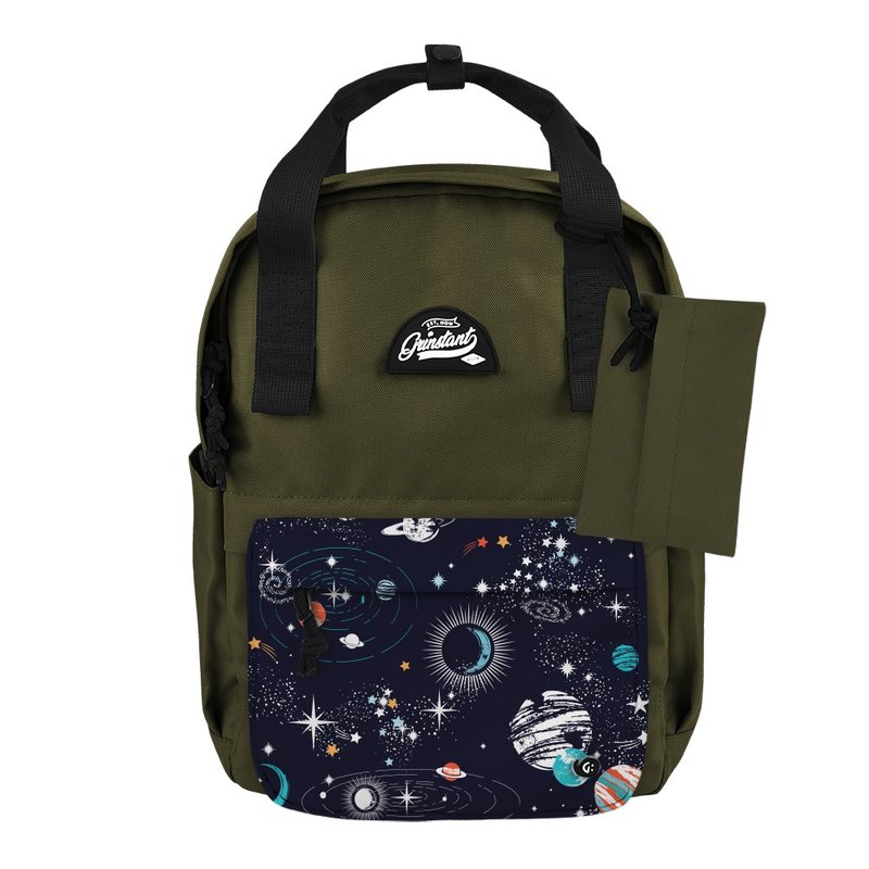 Grinstant混搭可拆组式13寸后背包 - 冒险系列 (军绿色配星球) - 后背包/双肩包 - 聚酯纤维 绿色