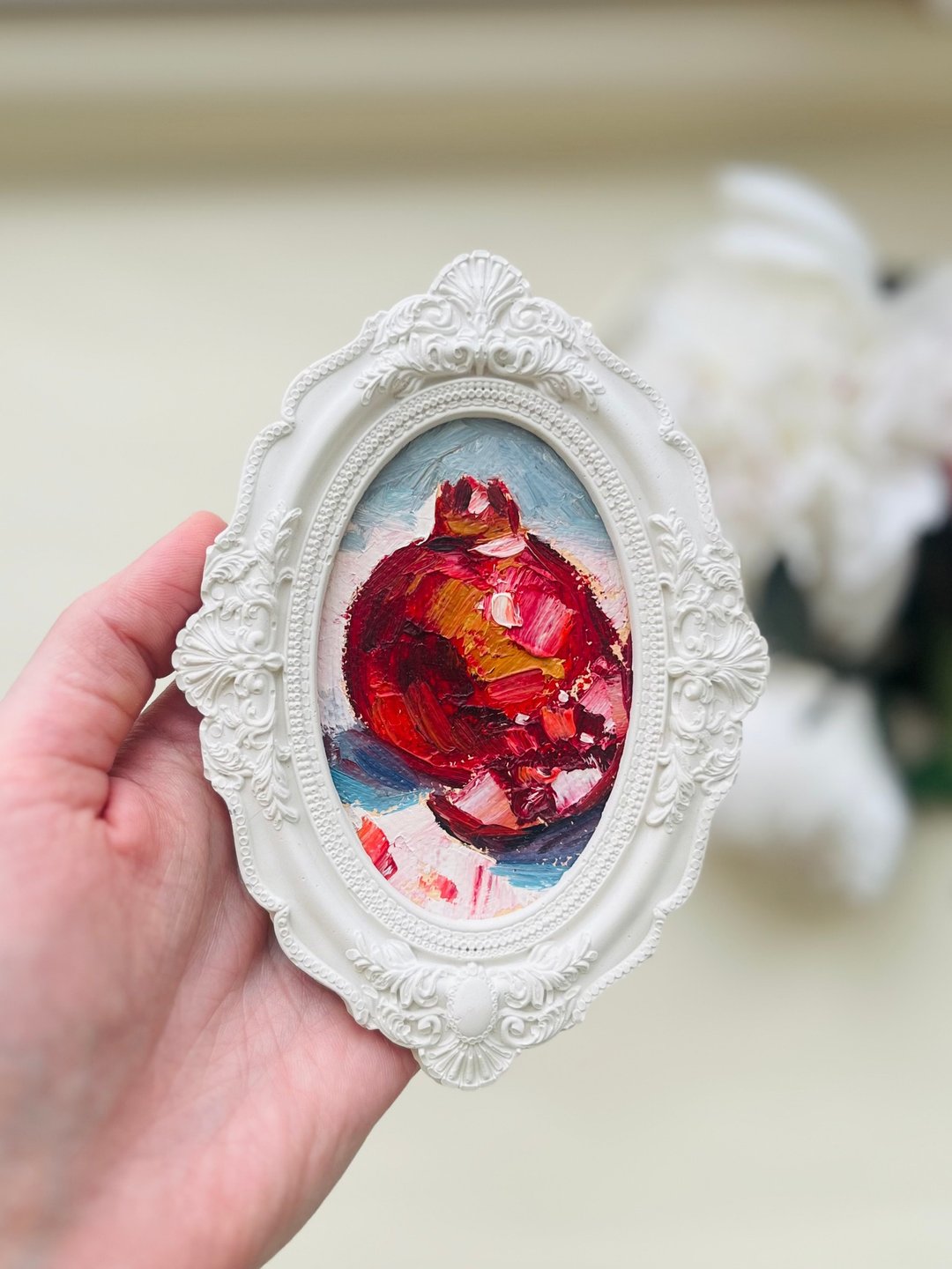 樱花 绣球花画 原始油画 墙上有花的小画 绘画作品 - 海报/装饰画/版画 - 其他材质 红色
