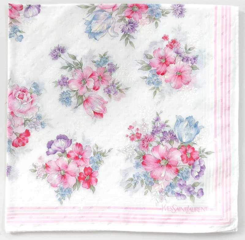 Yves Saint Laurent 复古手帕送给她的花卉礼物 19 x 18.5 英寸 - 手帕/方巾 - 棉．麻 粉红色