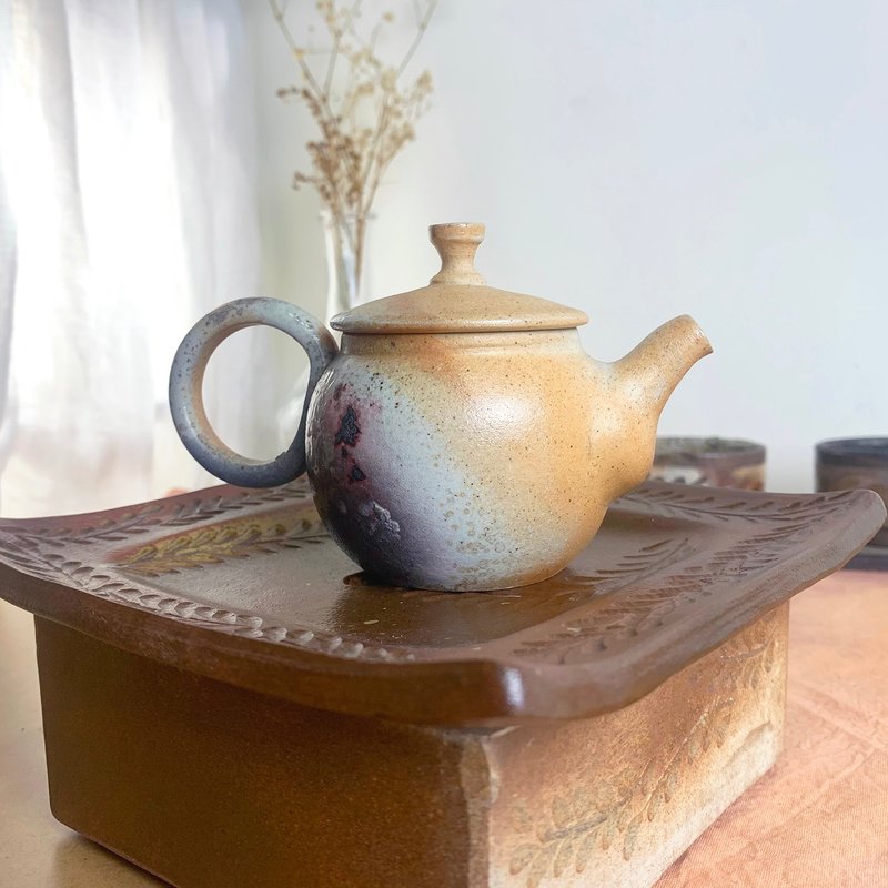 柴烧灰切瓷壶 新彩烧 陶艺 手作作品 | 礼物 收藏 陈威恩作 - 茶具/茶杯 - 陶 咖啡色