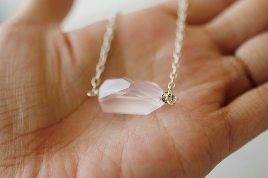 简约冰种多切面粉晶项链 *孤品 *  大颗 - 项链 - 宝石 粉红色