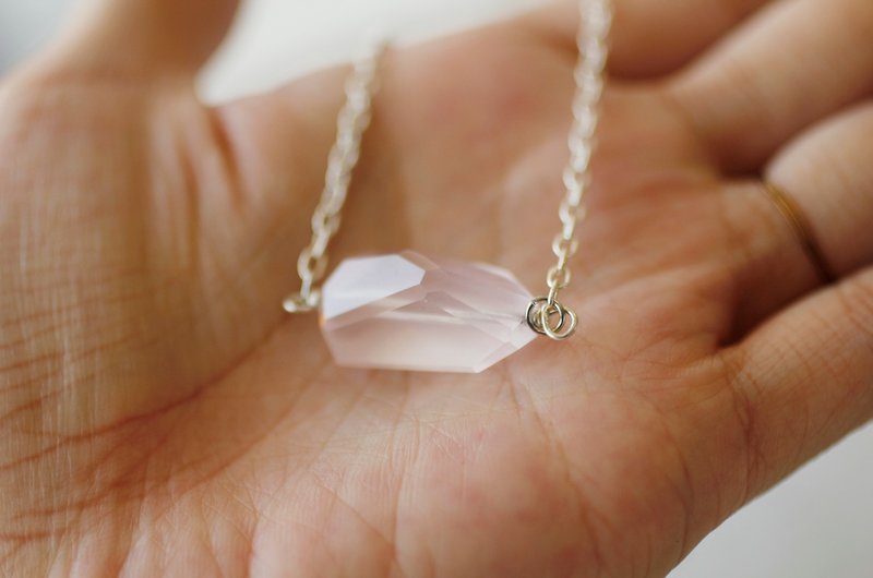 简约冰种多切面粉晶项链 *孤品 *  大颗 - 项链 - 宝石 粉红色