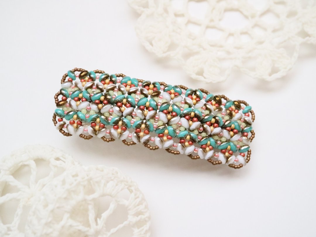 Glass Tweed Valletta Turquoise Color Elegant Sophisticated Delicate Czech Bohemia Colorful Hair Accessories Hair Clip Czech Glass Czech Beads Seed Beads - 发饰 - 玻璃 多色