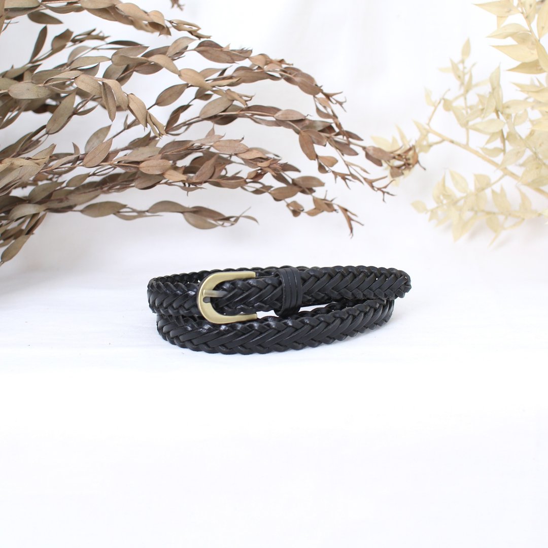 Back to Green - 经典复古腰带 黑 编织交错 // vintage belt - 皮带/腰带 - 真皮 