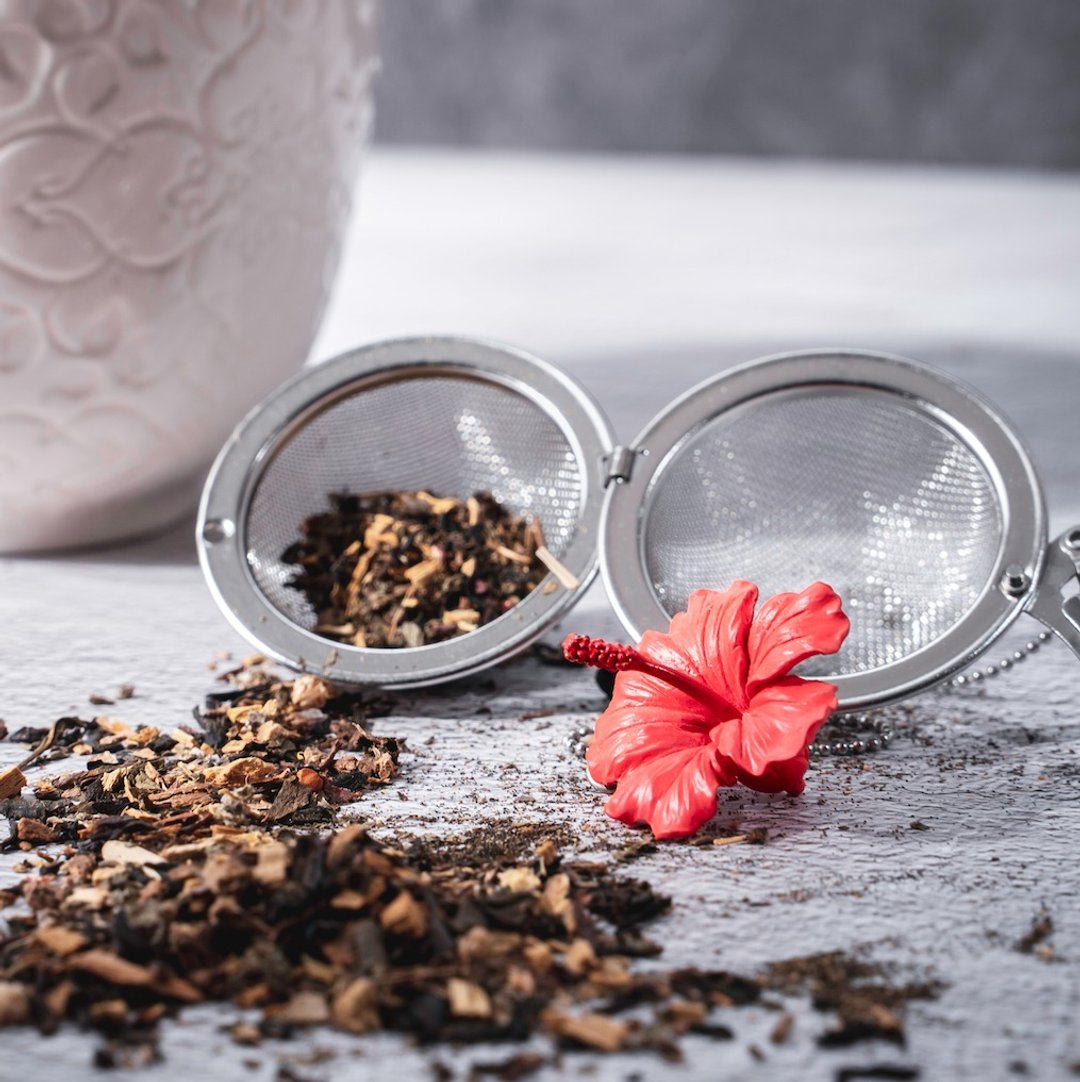 01LIV不锈钢滤茶器 CHICHI滤茶球花朵吊饰原创设计朱槿红花 - 茶具/茶杯 - 不锈钢 红色