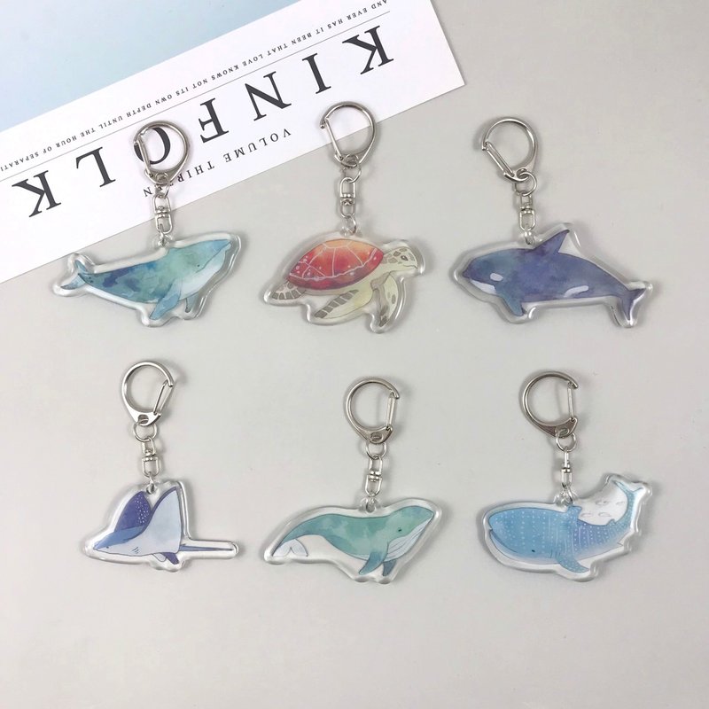 | 微光Ocean | 插画钥匙圈_海洋系列 - 钥匙链/钥匙包 - 压克力 蓝色