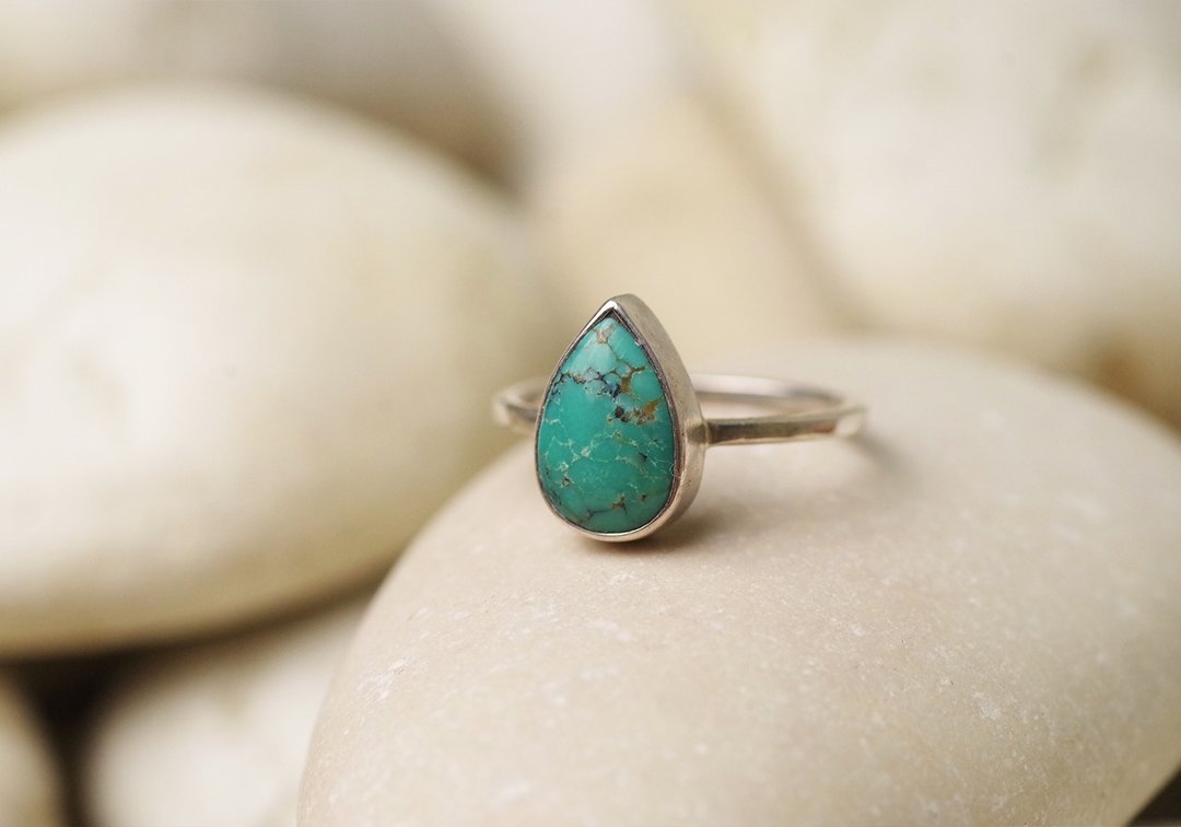 Turquoise Ring - Gemstone Ring - 戒指 - 纯银 绿色