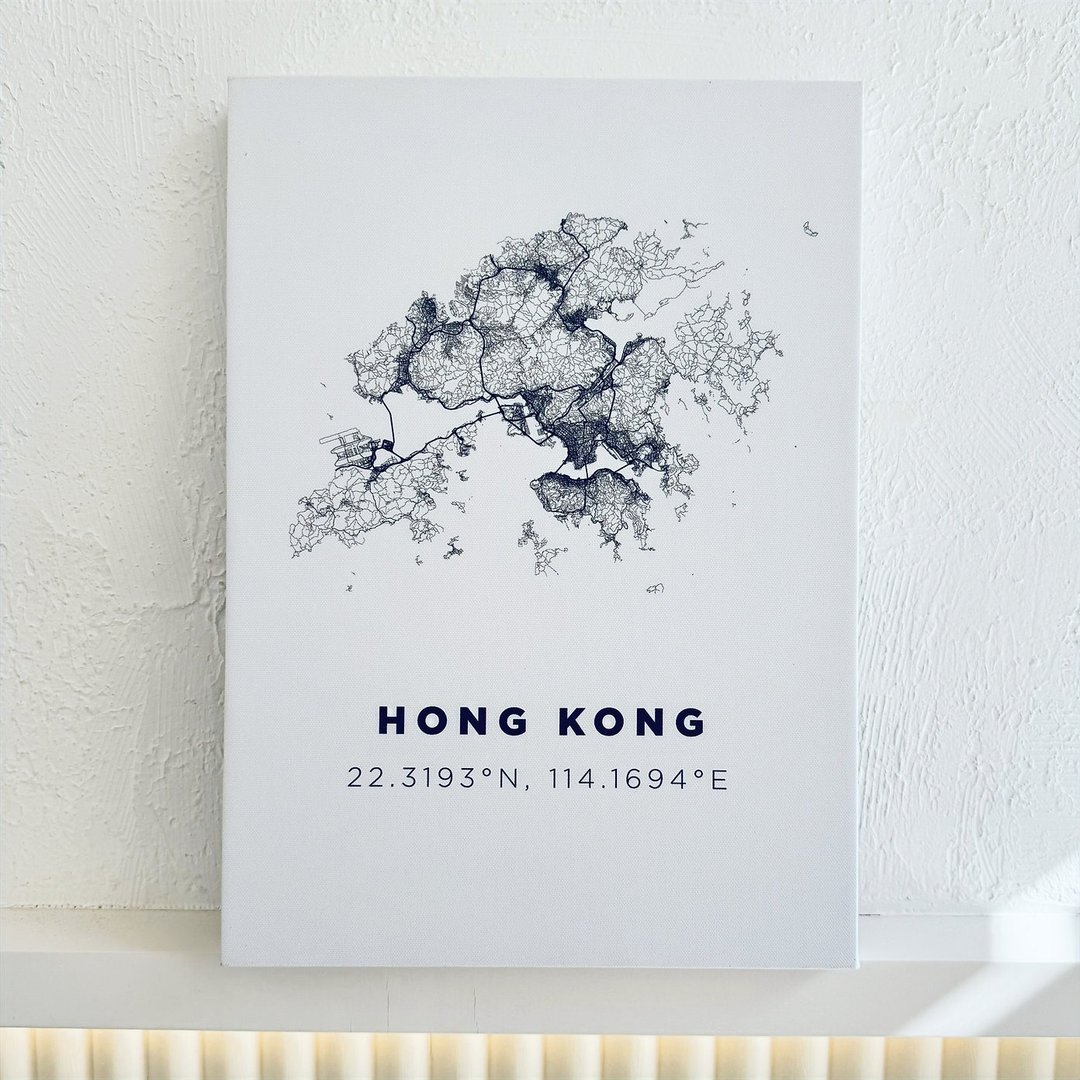 香港路线地图木框油画 (三色) - 海报/装饰画/版画 - 纸 多色