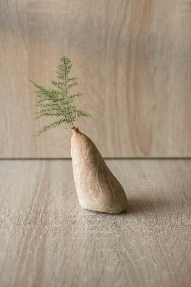 岩石纹花器 - 花瓶/陶器 - 陶 橘色