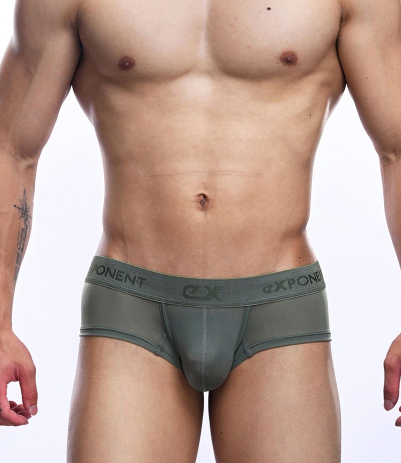 (7色)Elusive Silky 秘密天使 半透视裸感轻薄短版四角裤-军绿色 - 男士内衣裤 - 尼龙 绿色