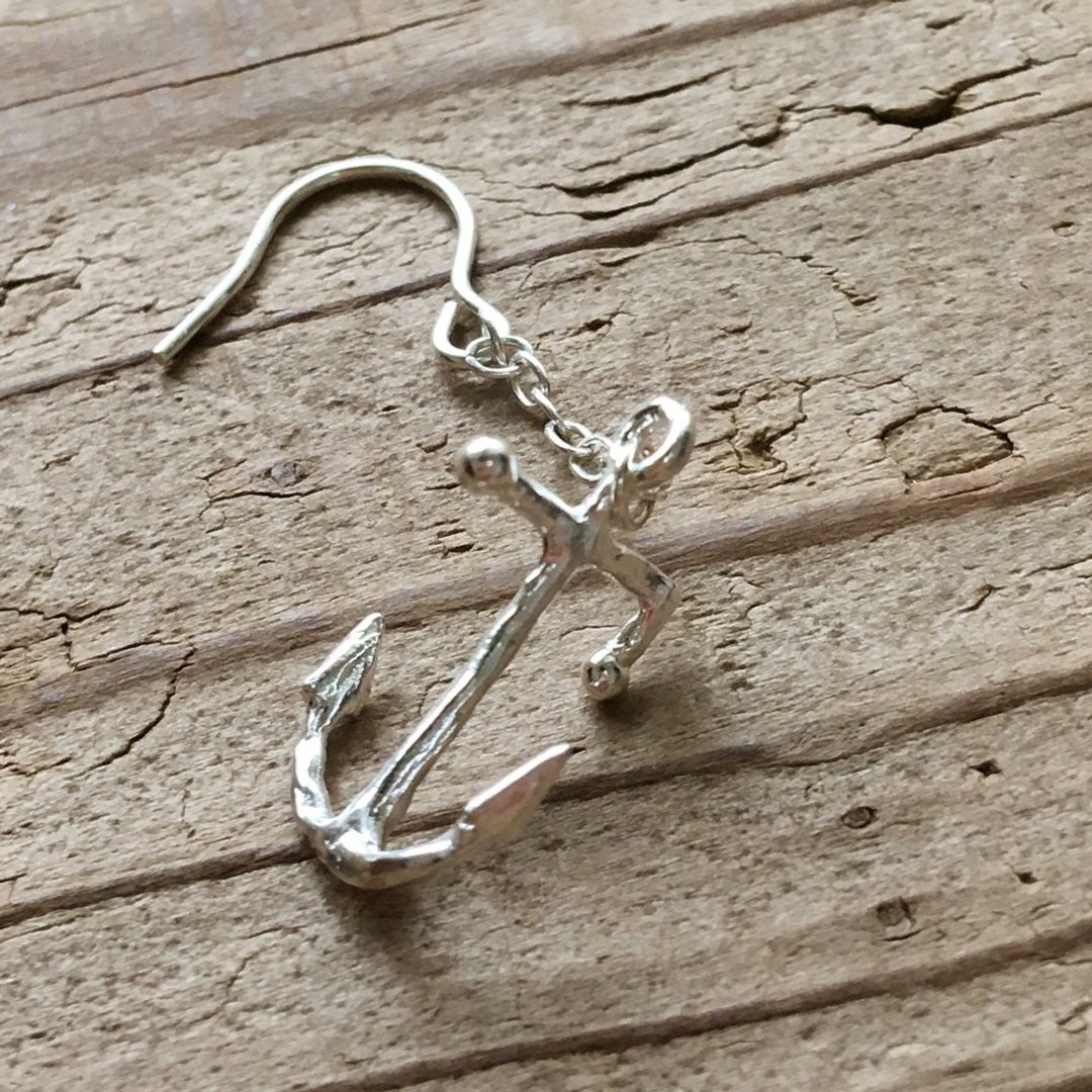 Stock anchor earring(For one ear) - 耳环/耳夹 - 银 