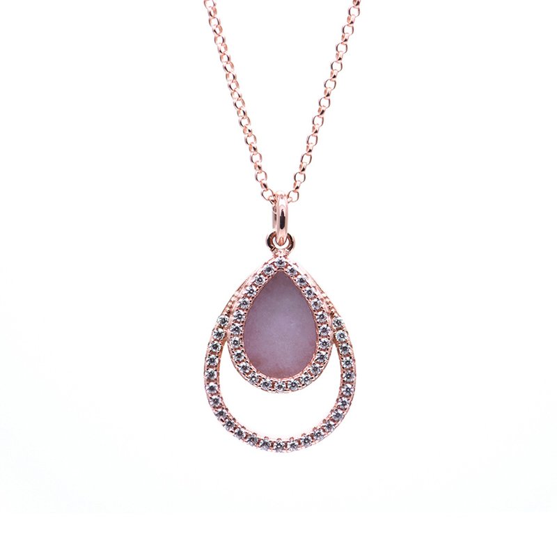 紫玉项链 梨形 - 天然翡翠 - 保证A玉 - 项链 - 玉石 粉红色