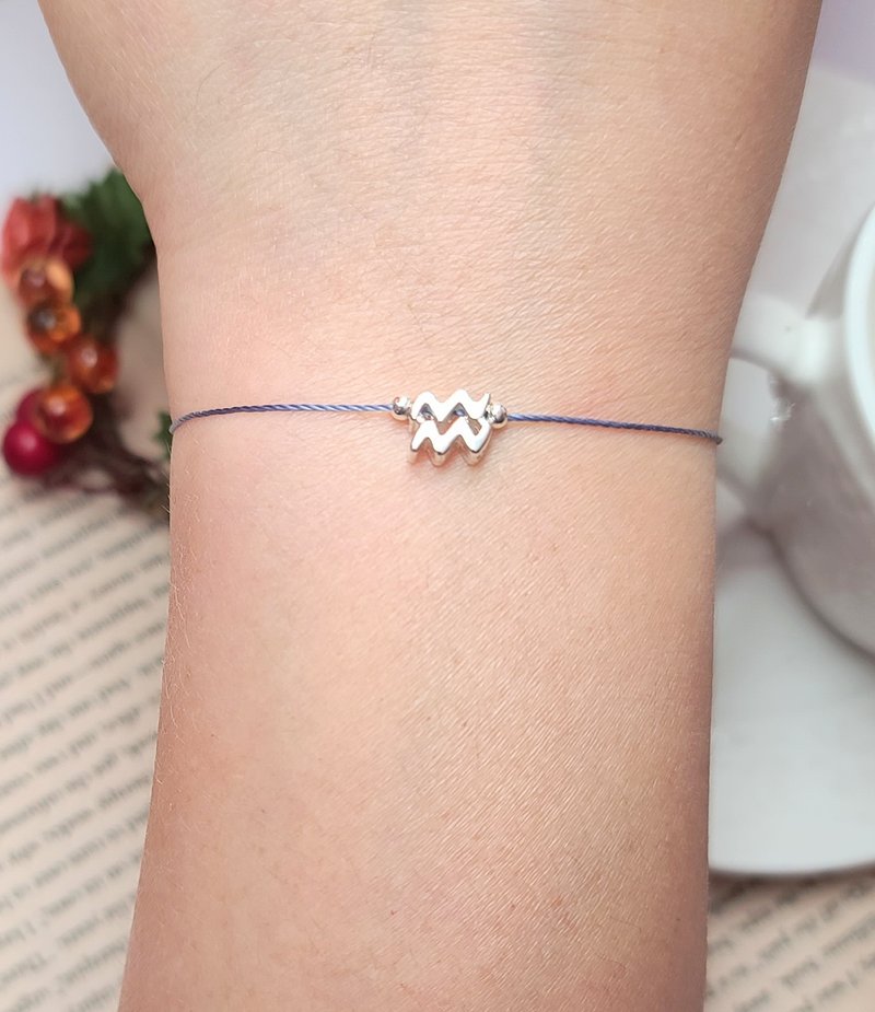 纯银 星座 符号 你的星座 红绳 红线 手绳 手链 手线 黄道 定制 - 手链/手环 - 聚酯纤维 红色