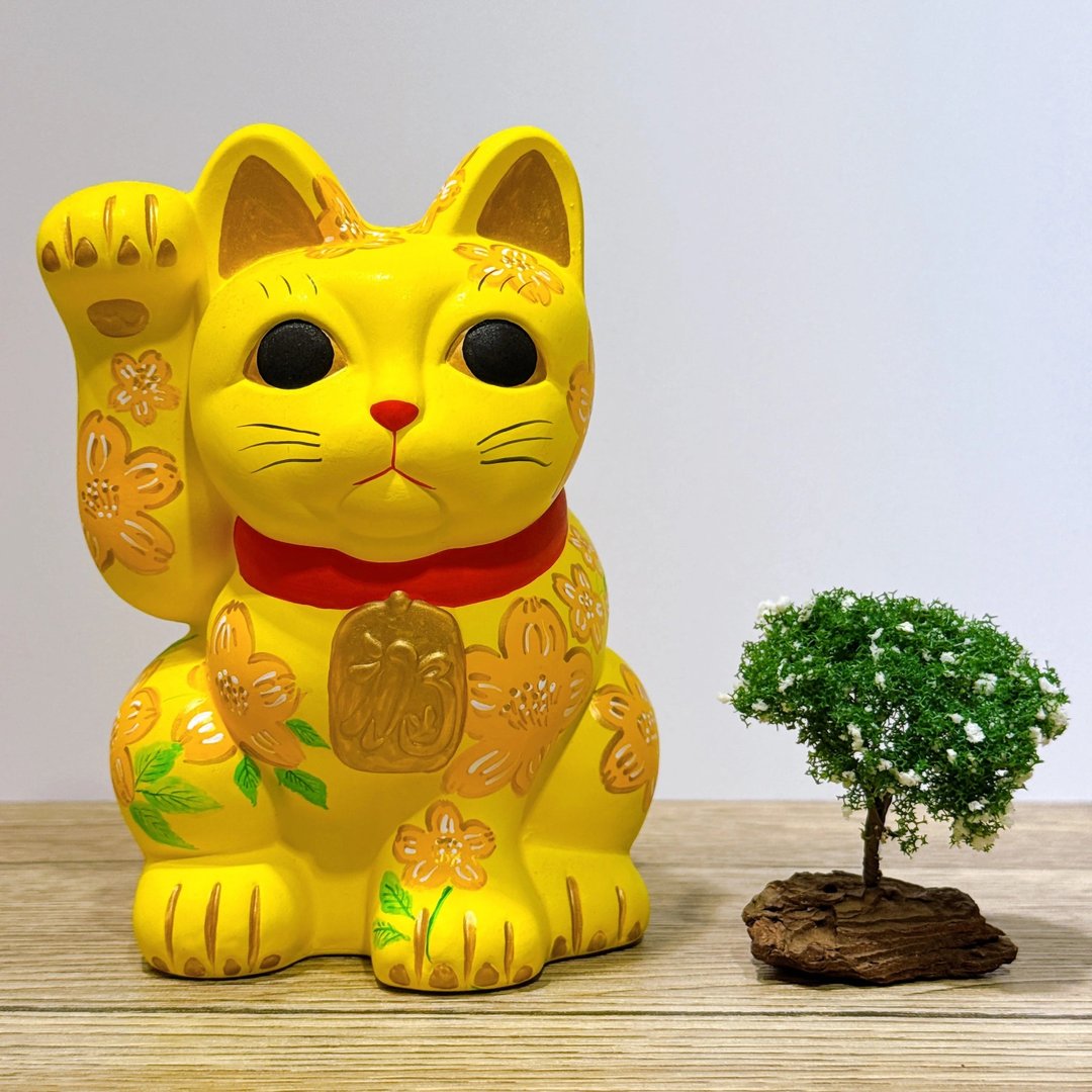 【金花招猫】矢角门招财猫 | 山吹花 - 摆饰 - 瓷 黄色