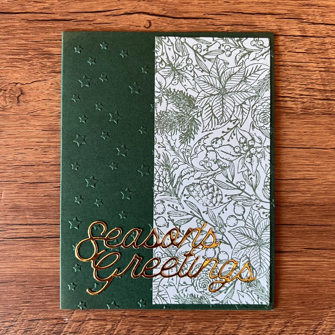 season's greetings 红浆果 松果 枝叶 星星 圣诞卡 - 卡片/明信片 - 纸 绿色