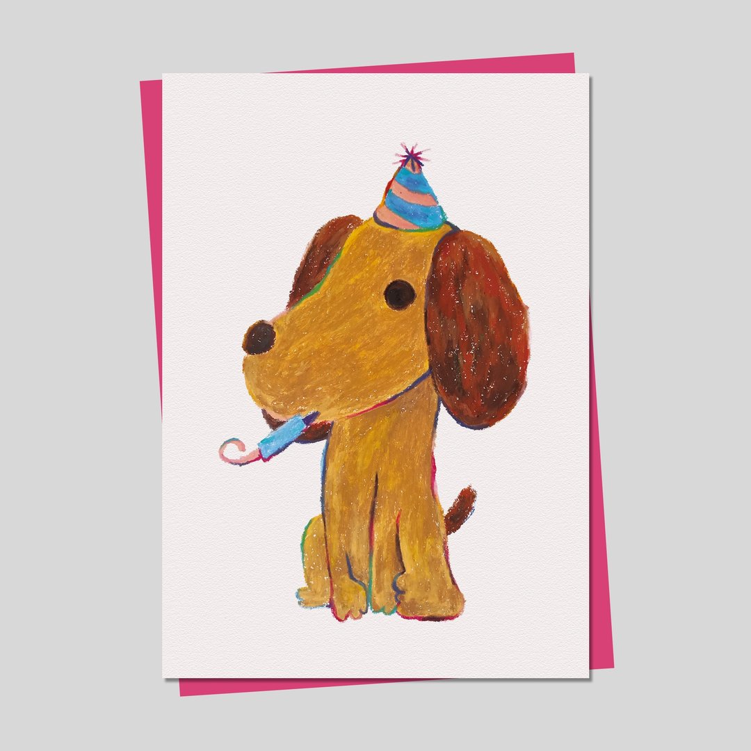 手绘动物卡片 腊肠狗 萌宠 犬 生日卡片 万用卡(附信封) - 卡片/明信片 - 纸 卡其色