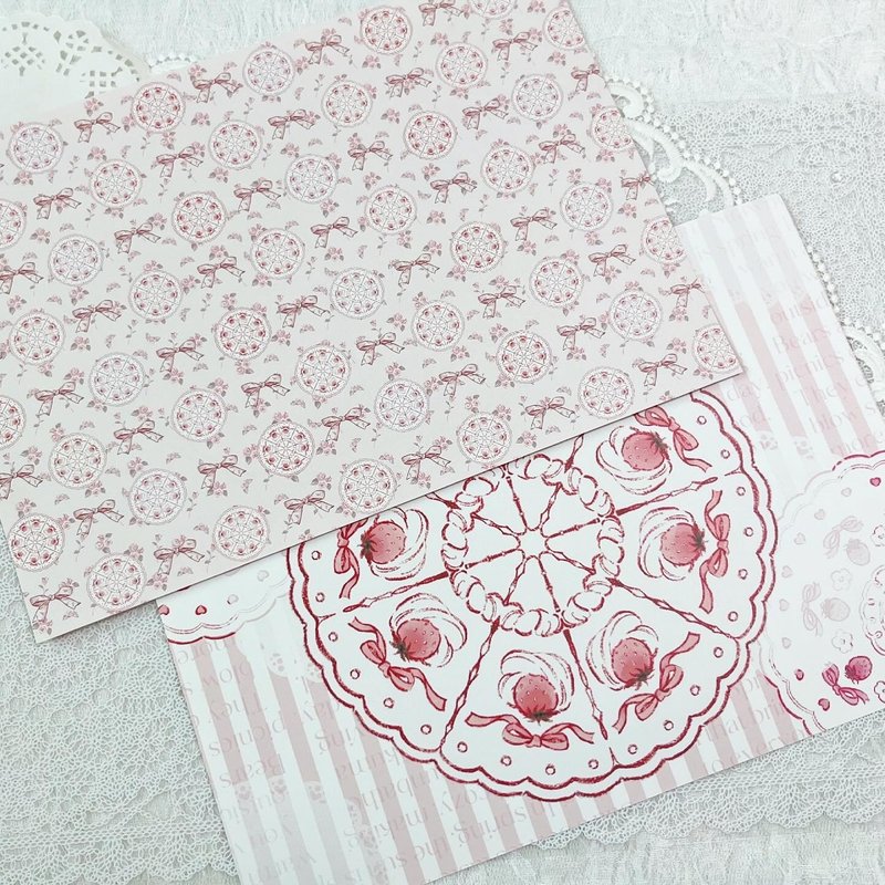 Ribbon x Strawberry Lace Design Paper - 纸盒/包装盒 - 纸 多色
