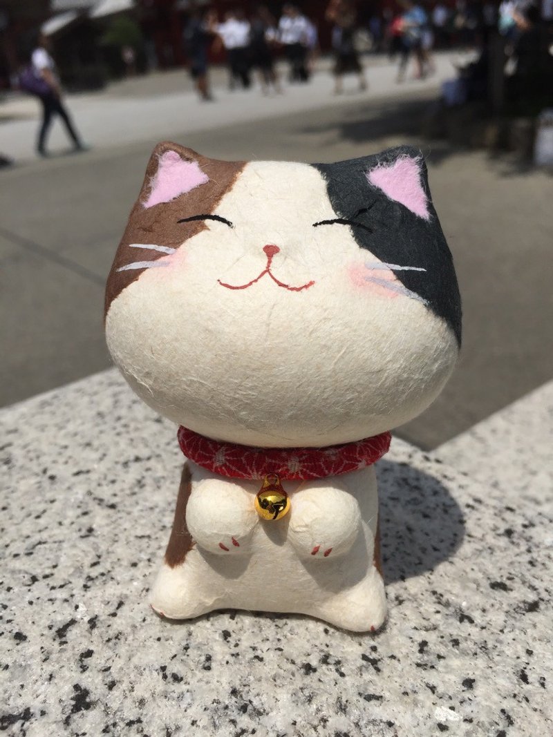 幸福多良福猫-迷你尺寸-和纸三色猫 招财猫 - 摆饰 - 纸 