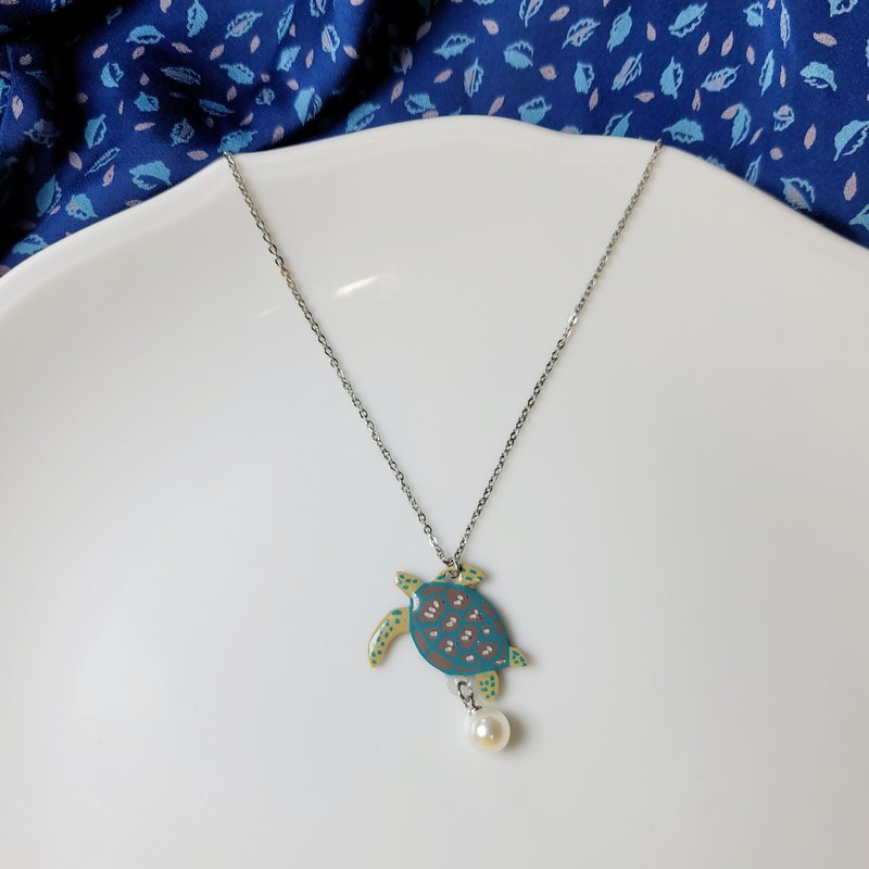 海洋世界 手绘热缩片 项链 - 项链 - 不锈钢 多色