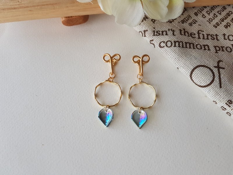 【落叶】黑色~无痛耳夹、夹式耳环、耳钩 - 耳环/耳夹 - 其他材质 黑色