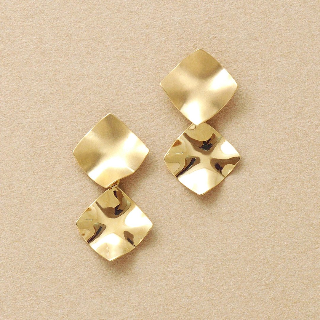 18K/10K 双方盘耳环 (黄金) - 耳环/耳夹 - 贵金属 
