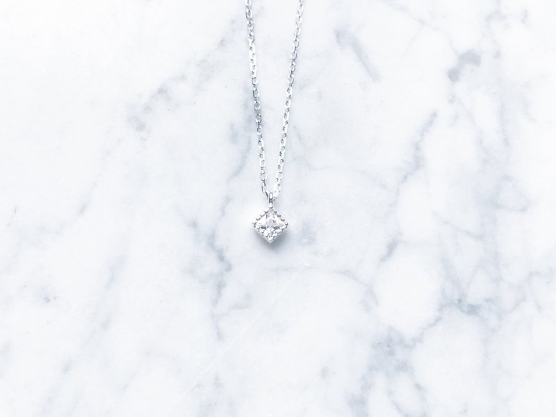 ::微光轻系列::  小方块(经典色) 基本款  切割纯银锁骨链 (2.0) - 锁骨链 - 宝石 