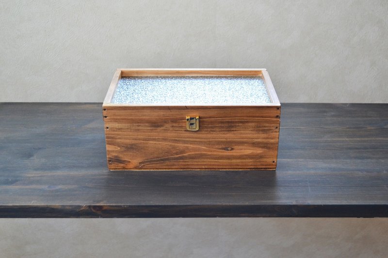 0310mito 日本国产桧木与复古玻璃收藏盒 LL 尺寸 - 收纳用品 - 玻璃 咖啡色