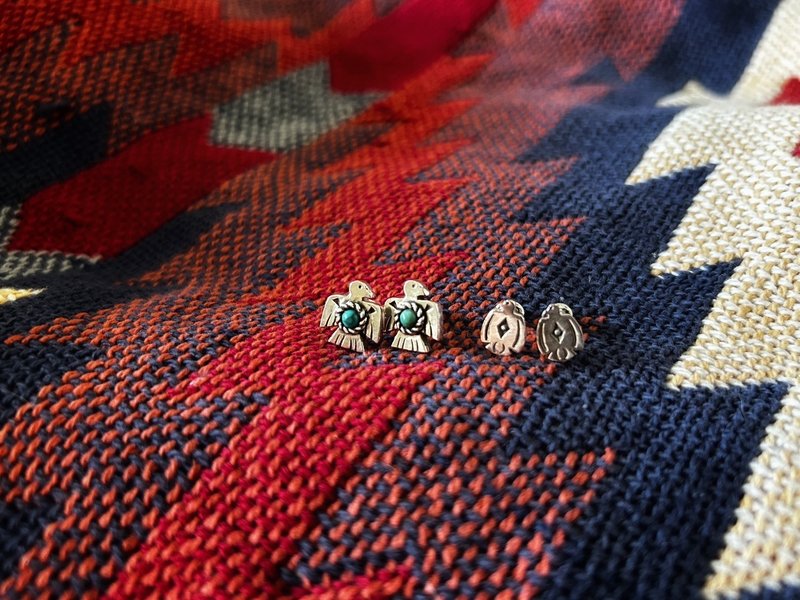 【PAP13ALI】雷鸟松石耳环 / 小雷鸟耳环 - 耳环/耳夹 - 纯银 