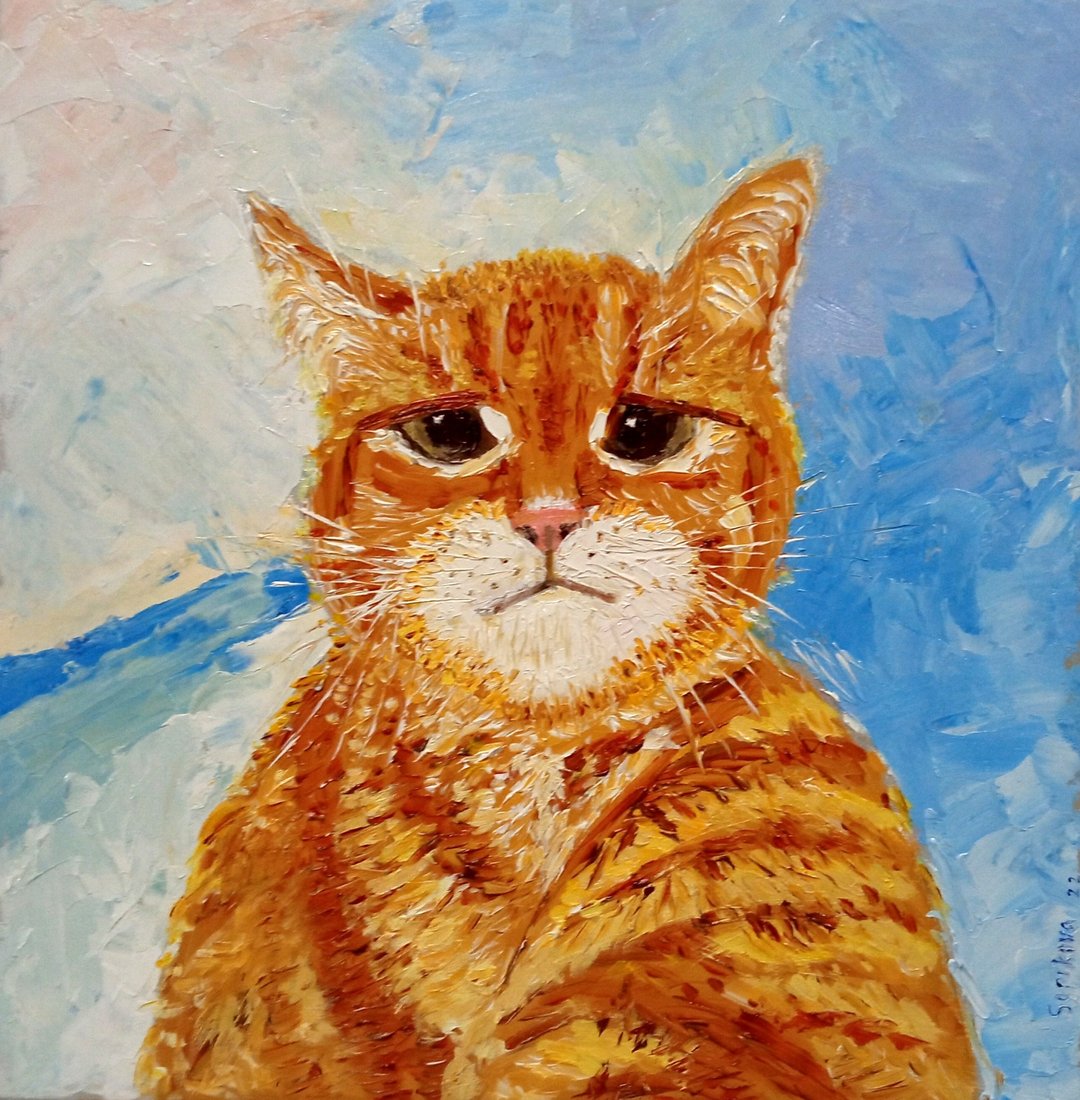 Original author's oil painting Stepan is unhappy. 30x30 cm. Unframed - 墙贴/壁贴 - 其他材质 