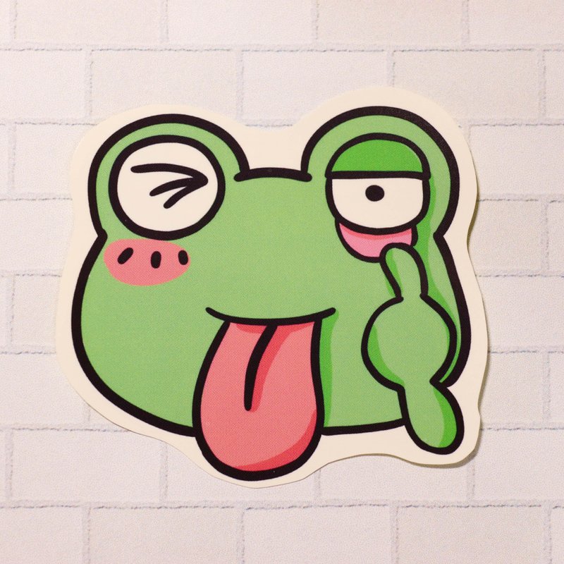 【哈蛙蛙系列】鬼脸蛙/ 防水贴纸 - 贴纸 - 纸 绿色