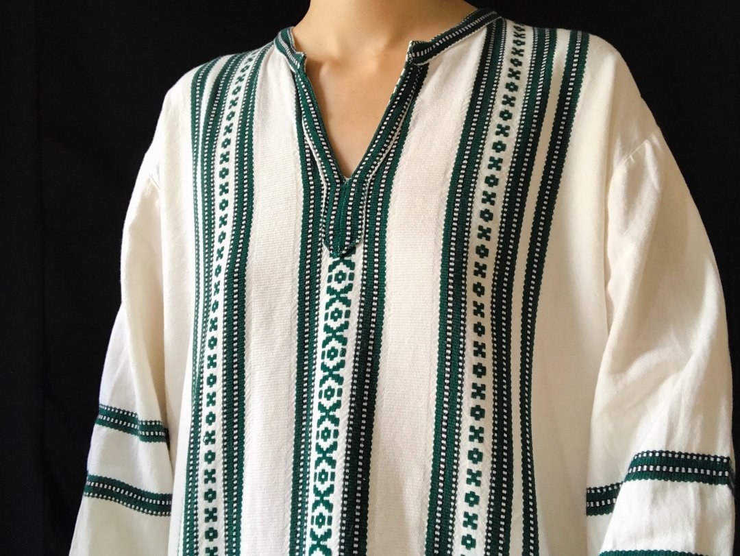 1970s 希腊纯手工刺绣长袖上衣 - 女装上衣 - 棉 