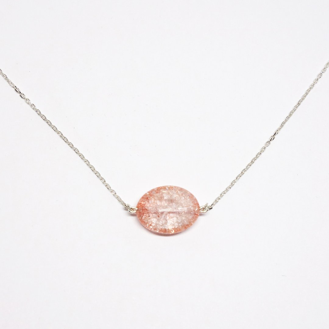 Pink crystal necklace 【Pio by Parakee】粉色水晶項鍊 - 项链 - 宝石 粉红色