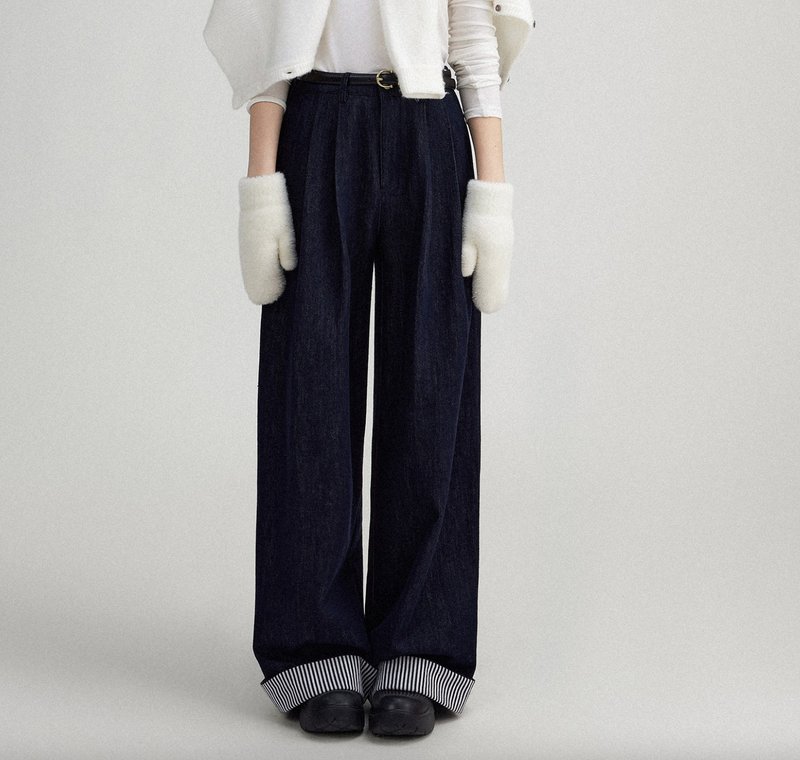 很好穿说三遍 / 高腰牛仔裤 / 斜纹 - 中性裤装 - 其他材质 蓝色