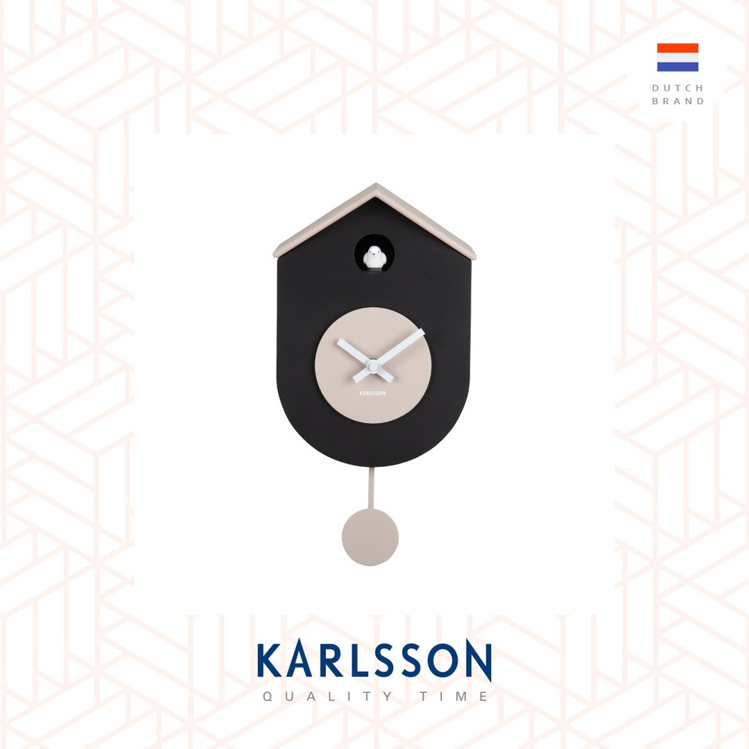 荷兰Karlsson, Grato Cuckoo 黑/暖灰色摇摆布谷鸟挂钟(整点报时) - 时钟/闹钟 - 塑料 黑色