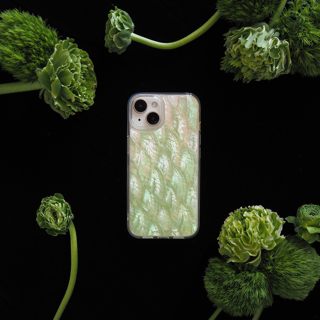 柔软草地 天然真贝 iPhone 手机壳 匠人手工做 高品質 绿色 设计 - 手机壳/手机套 - 贝壳 绿色