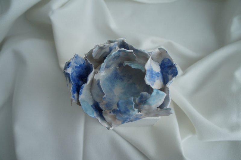 陶瓷花朵3号置物盘 放置水晶、饰品、小物等 - 摆饰 - 陶 蓝色