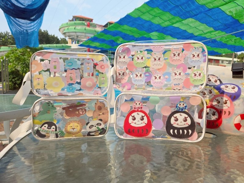 だるま 龙猫 花花熊 PVC防水透明袋  透明袋 化妆包 旅行包 - 化妆包/杂物包 - 防水材质 