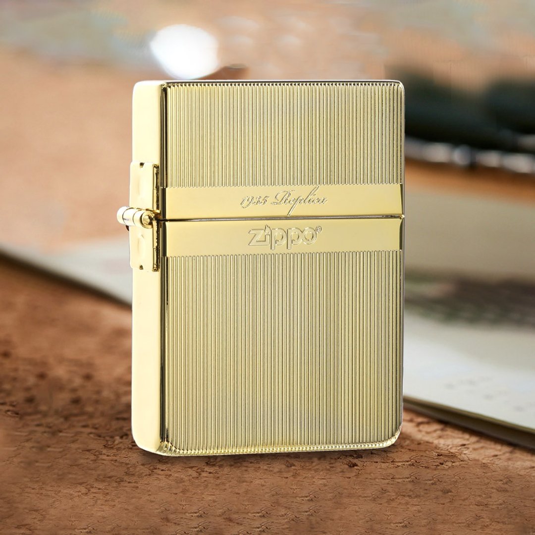 【ZIPPO官方旗舰店】1935复刻条纹设计(尊爵金)防风打火机 3-136A - 其他 - 铜/黄铜 金色