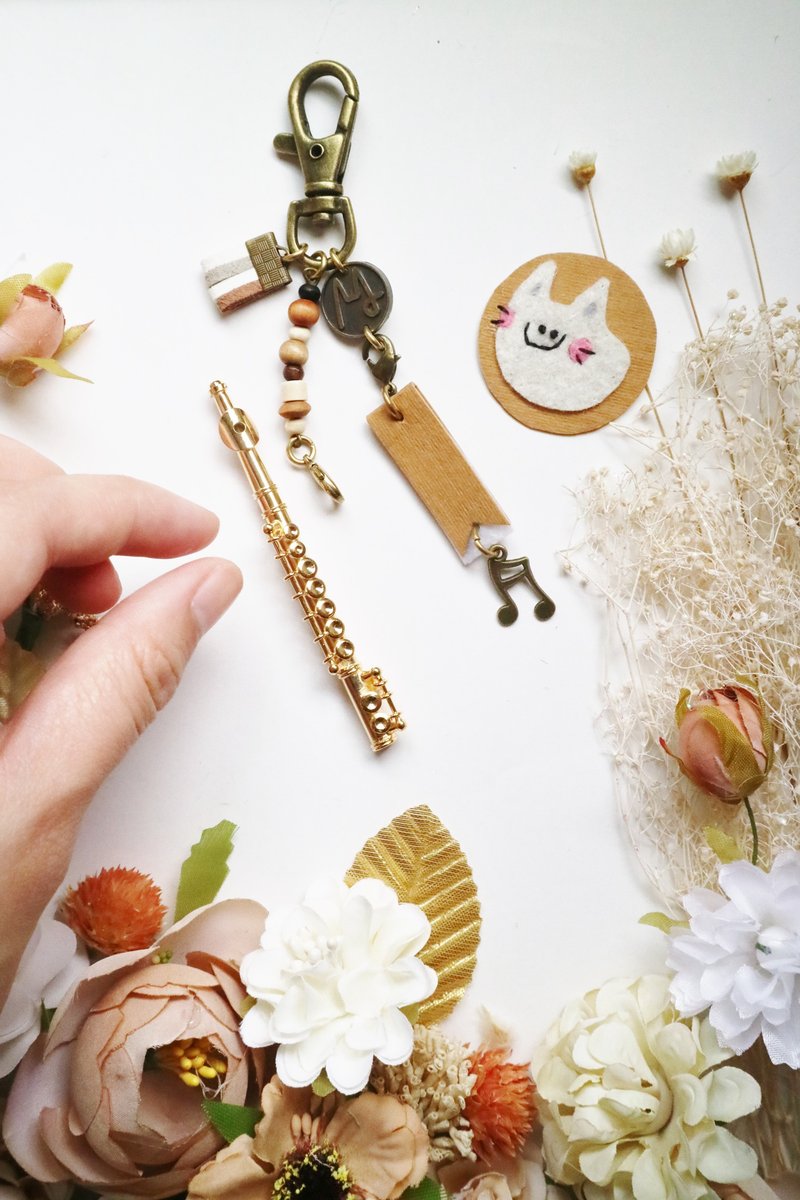 【长笛】感迷你模型吊饰 包装配件定制 礼物收藏 - 吊饰 - 其他金属 金色